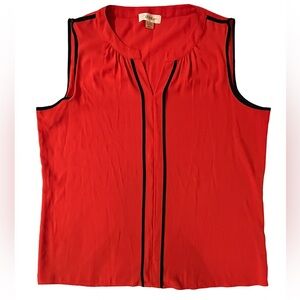 Calvin Klein Women's Red and Black Sleeveless Blouse